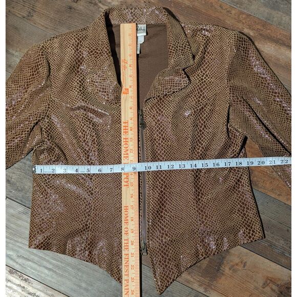 Joseph Ribkoff 14 Brown Snakeskin Print Full Zip Jacket Blazer - Picture 5 of 6